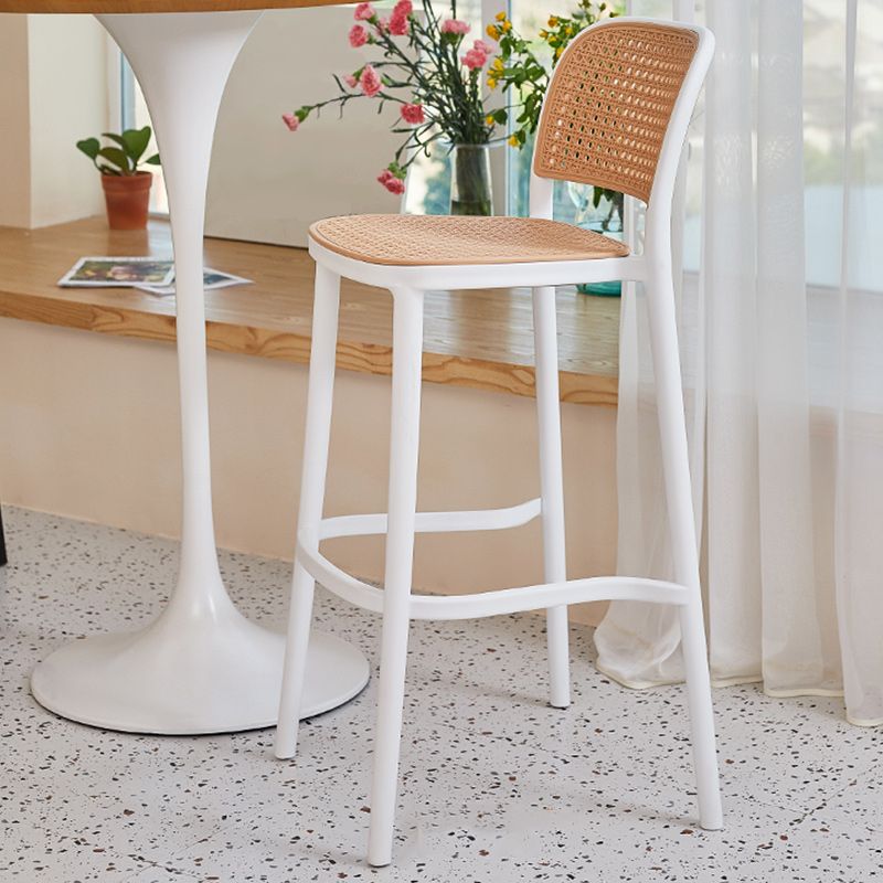 Modern Backrest Armless Counter Stool Plastic Hight Stool with 4 Legs