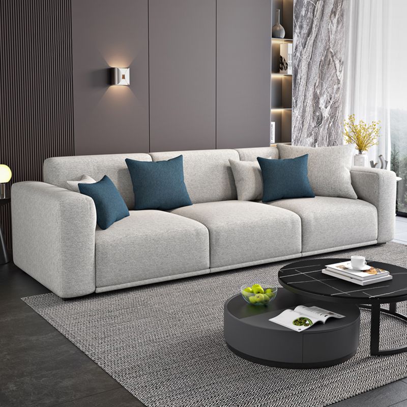 Contemporary Loose Back Seating Pillow Top Arm Beige Sofa for Apartment