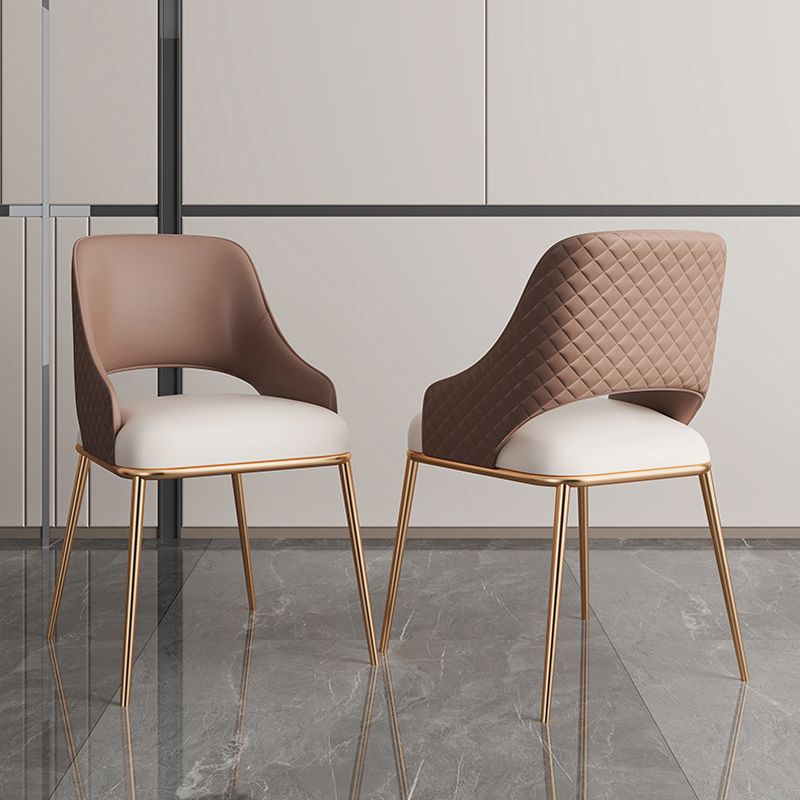 Glam Kitchen Chair Gold Legs Indoor Open Back Dining Arm Chair