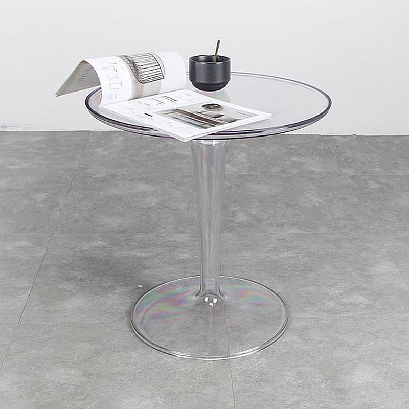 Crossed Base Design Acrylic Material Modern Style Round Side Table