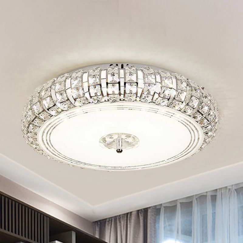 Lampada da soffitto circolare in cristallo sfaccettato modernista a incasso a LED in cromo/oro, larghezza 15"/19"