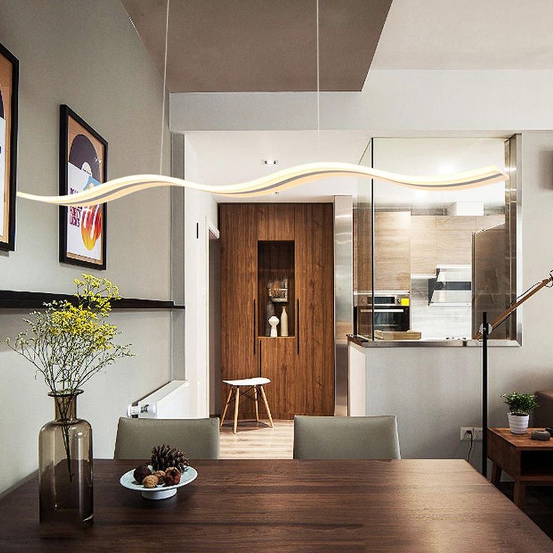 White Metal Hanging Pendant Lights Modern S Shape Hanging Lamps for Office