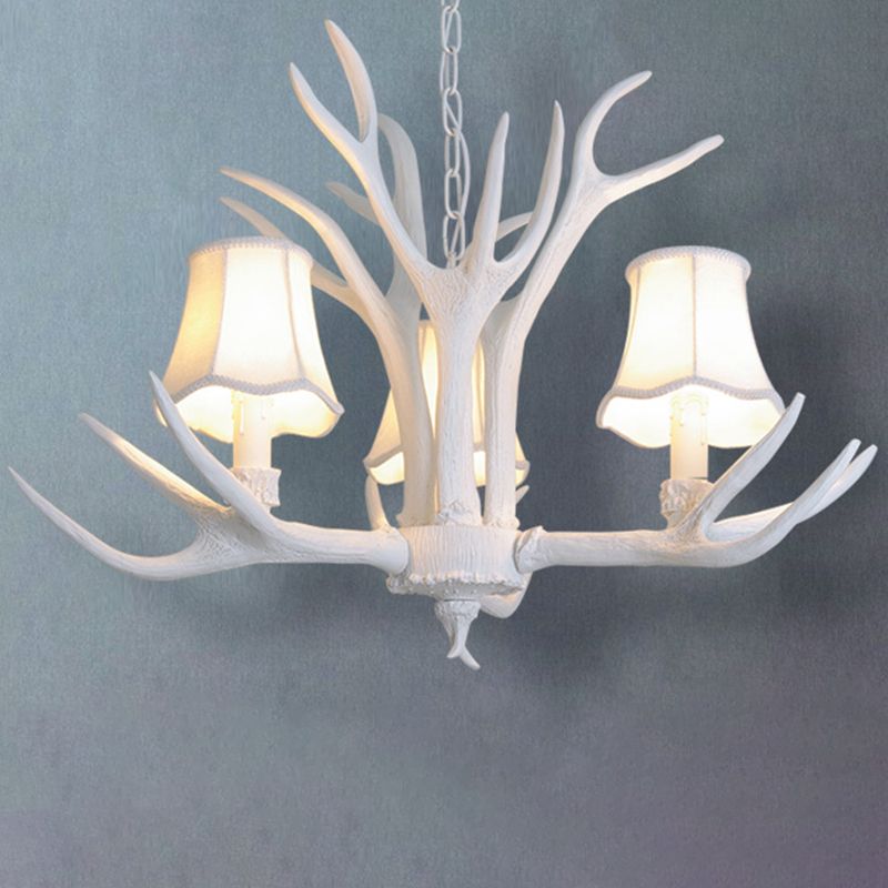 Classic Deer Horn Chandelier Pendant Light Resin Hanging Lighting for Living Room