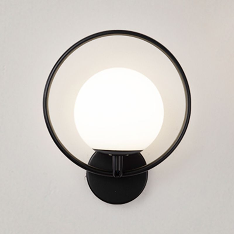 Modern Style Wall Mount Lamp 1-Light Spherical with Glass Shade for Bedroom