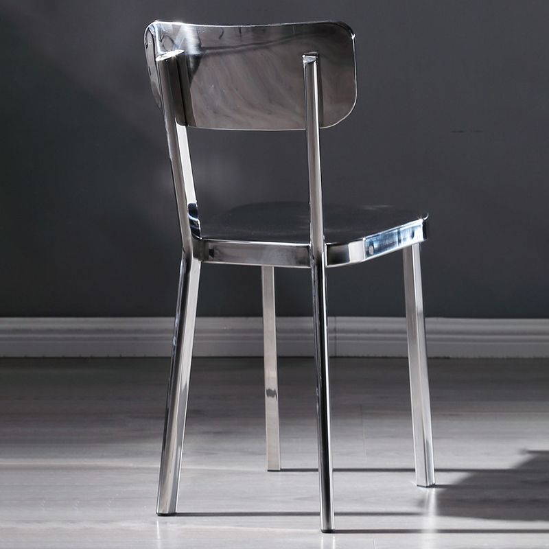 Silver Industrial Dining Chairs Stainless Steel Armless Dining Side Chair