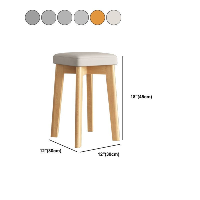 Wood Pouf Contemporary Square Solid Color Ottoman with Wooden Feet