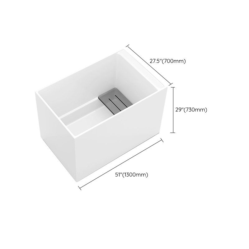 Modern Rectangle White Acrylic Bathtub Back to Wall with Drain Bath Tub