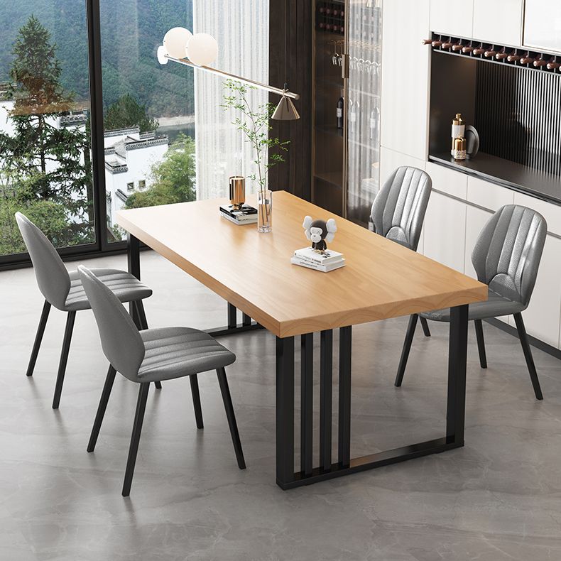 Industrial Rectangle Sled Base Furniture Solid Wood Dining Table for Home