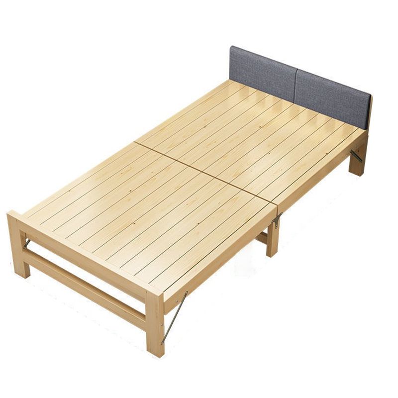 Scandinavian Wood Folding Bed Upholstered Bed Frame with Headboard
