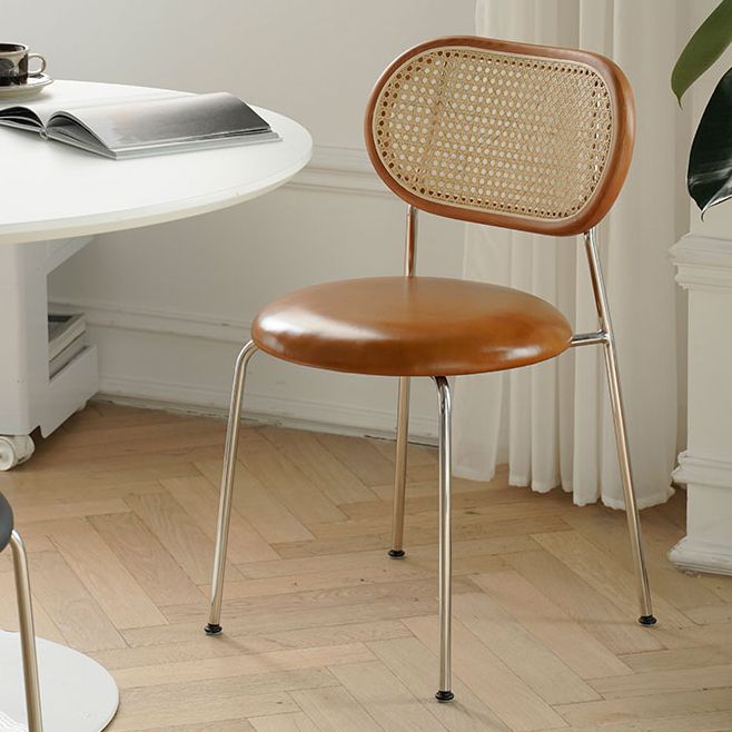 Industrial Dining Chair Leather Metal Base Dining Chair for Home