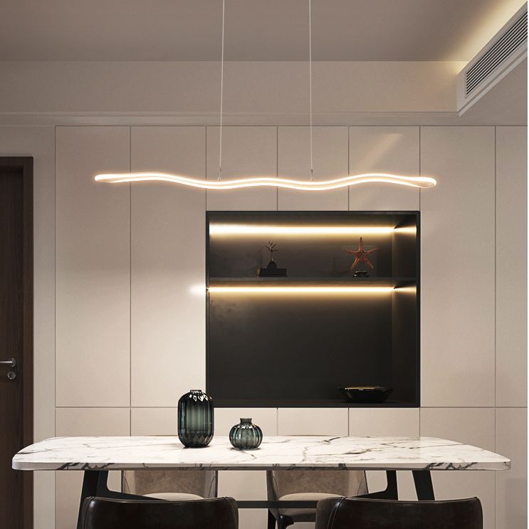 Curved Island Ceiling Light Minimalist Style LED Metal Pendant Lighting Fixture for Dinning Room