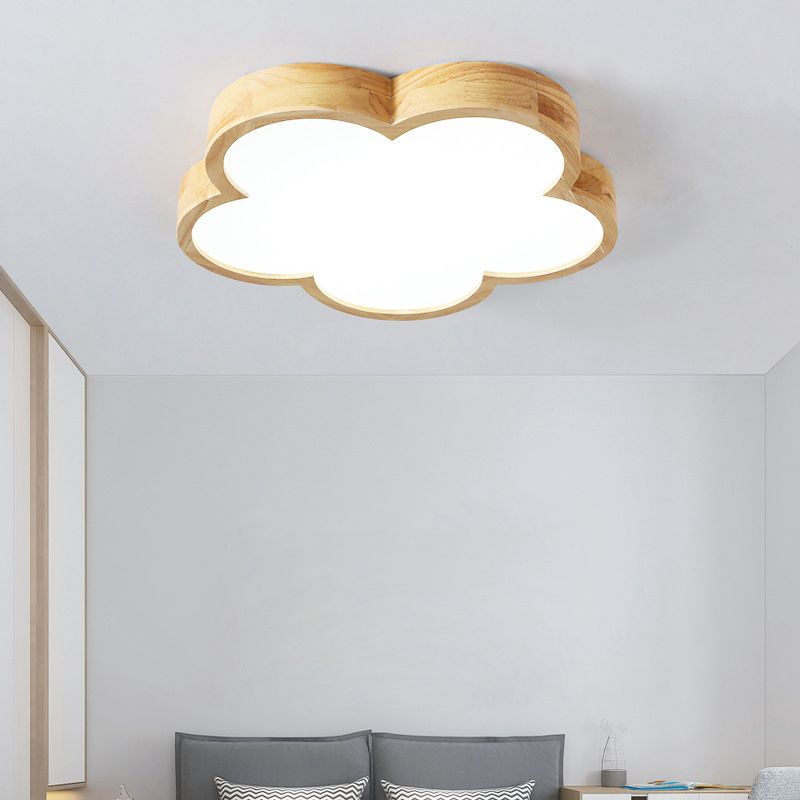 Wood LED Ceiling Light Contemporary Flush Mount Lighting for Living Room