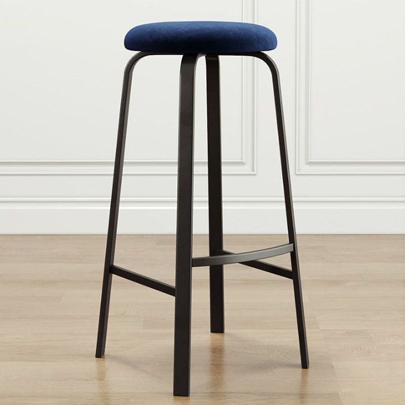 Modern Stackable Footrest Barstool Matte Finish Upholstered Home Stool