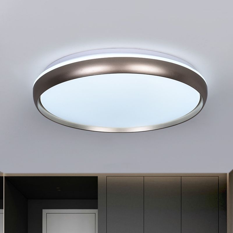Slim Round Ceiling Lamp Modernism Metallic LED Dark Brown/Copper/Dark Gold Flush Mount Lighting Fixture for Parlor