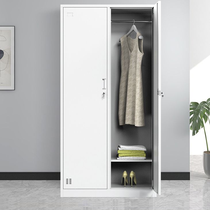 Contemporary Steel Storage Cabinet White Metal Hinged Door Cabinet