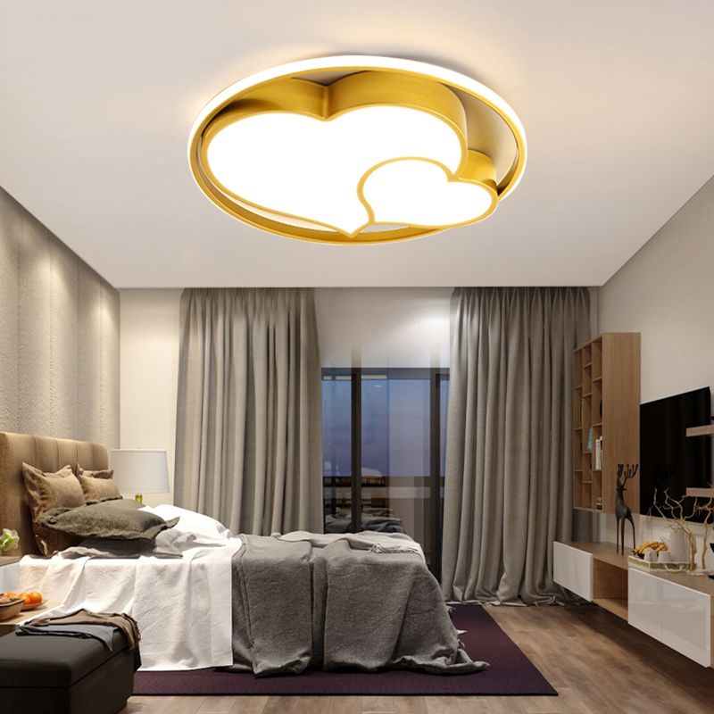 Nordic Heart Shape Ceiling Mount Light 3-Light Bedroom Ceiling Lamps with Acrylic Shade