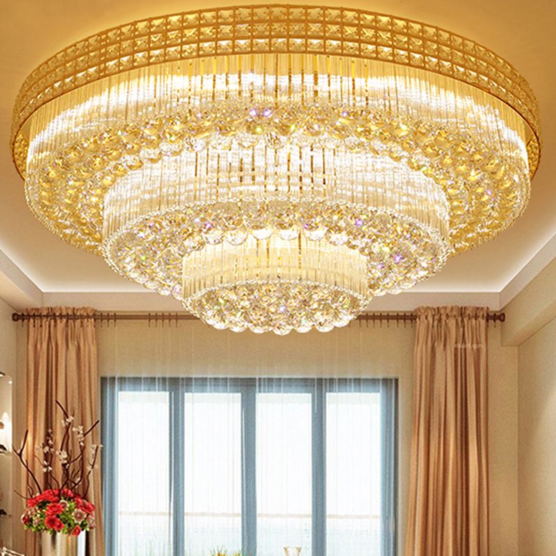 Luminaires encastrés en cristal modernes, montage encastré LED doré pour salon