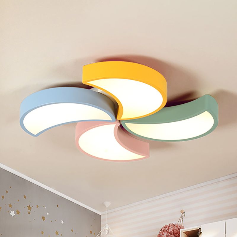 Art Deco Crescent Shape Ceiling Light Fixture Acrylic Multi Color Flush Mount Ceiling Light for Nursing room