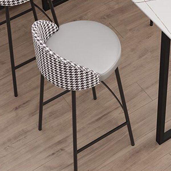 Glam Metal Barstool Faux Leather Cushion in Matte Finish for Indoor