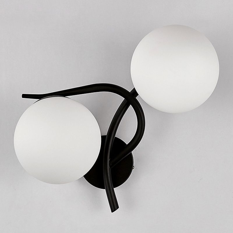 Ball Shade Glass Wall Sconce Modern Style 2 Lights Wall Mount Light Fixture
