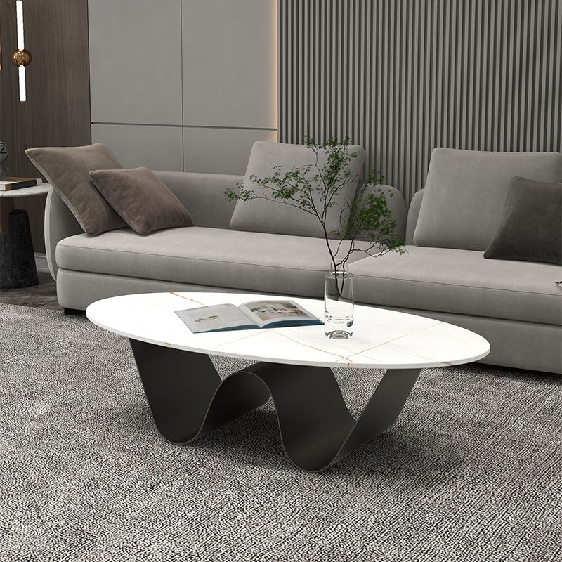 Glam Abstracts Cocktail Table Oval Coffee Cocktail Table for Home