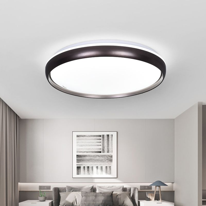 Slim Round Ceiling Lamp Modernism Metallic LED Dark Brown/Copper/Dark Gold Flush Mount Lighting Fixture for Parlor