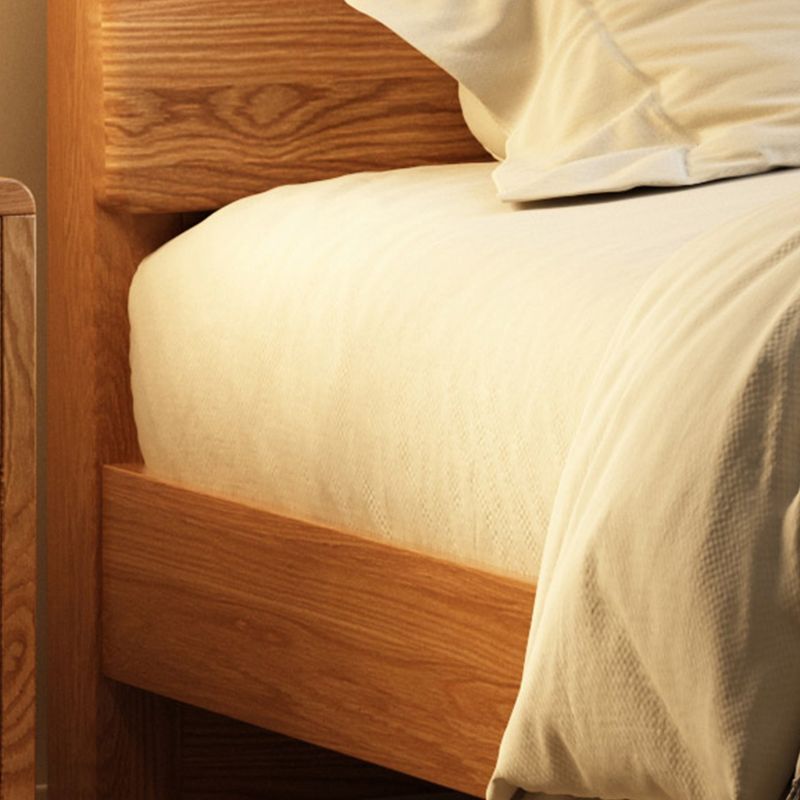 Low Profile Standard Bed Scandinavian Solid Wood Upholstered Bed Set