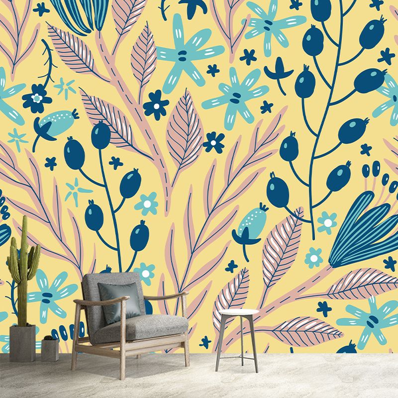 Illustration Stain Resistant Wallpaper Plant Decoration Living Room Wall Mural