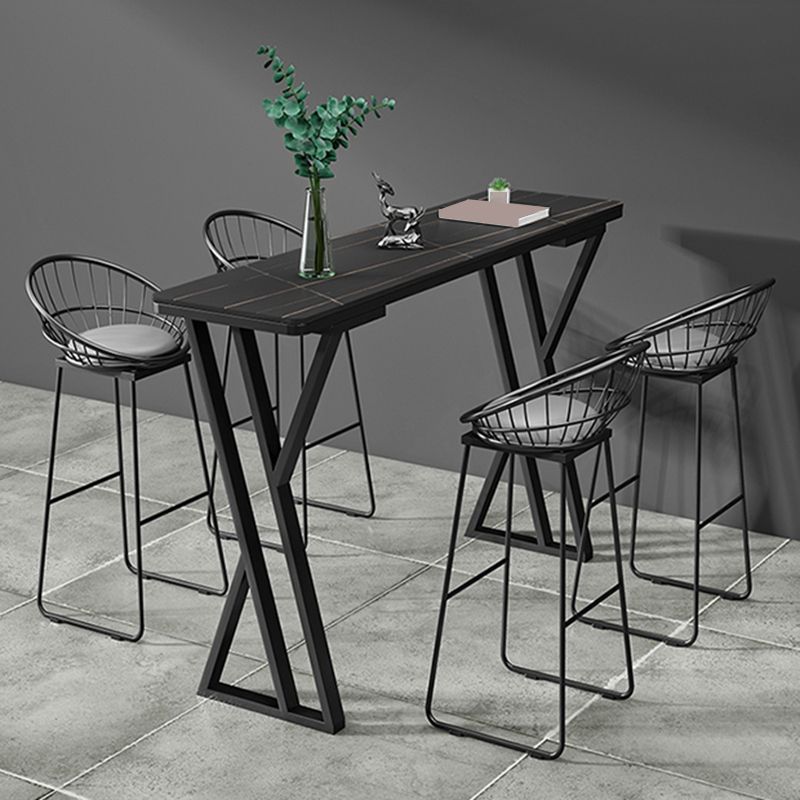 Modern Style Bistro Bar Table Rectangle Stone Top Bar Table for Dining Room