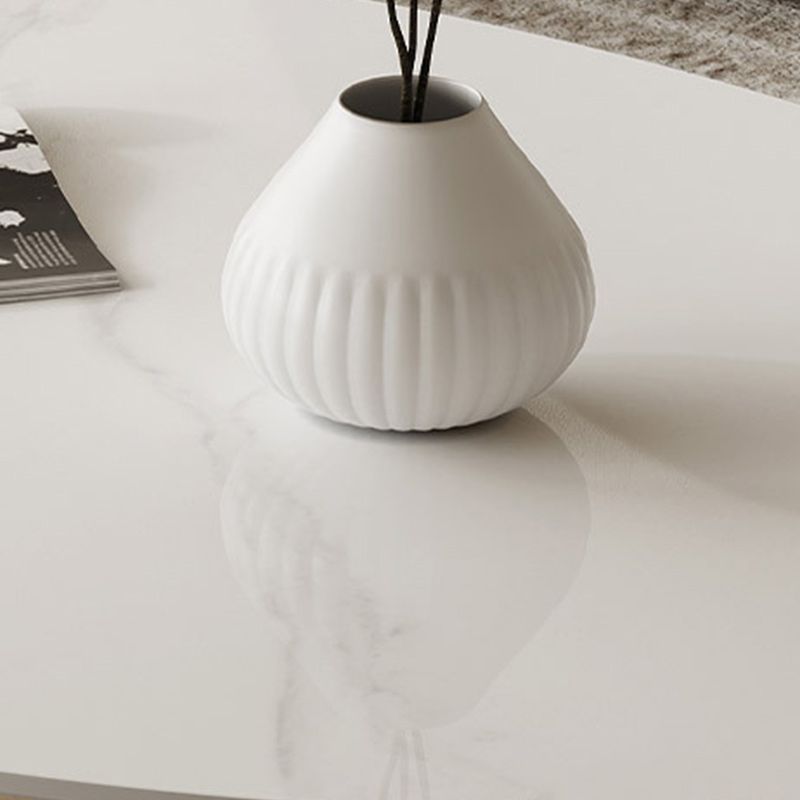 15"H Glam Coffee Table Pedestal Slate Oval Coffee Cocktail Table