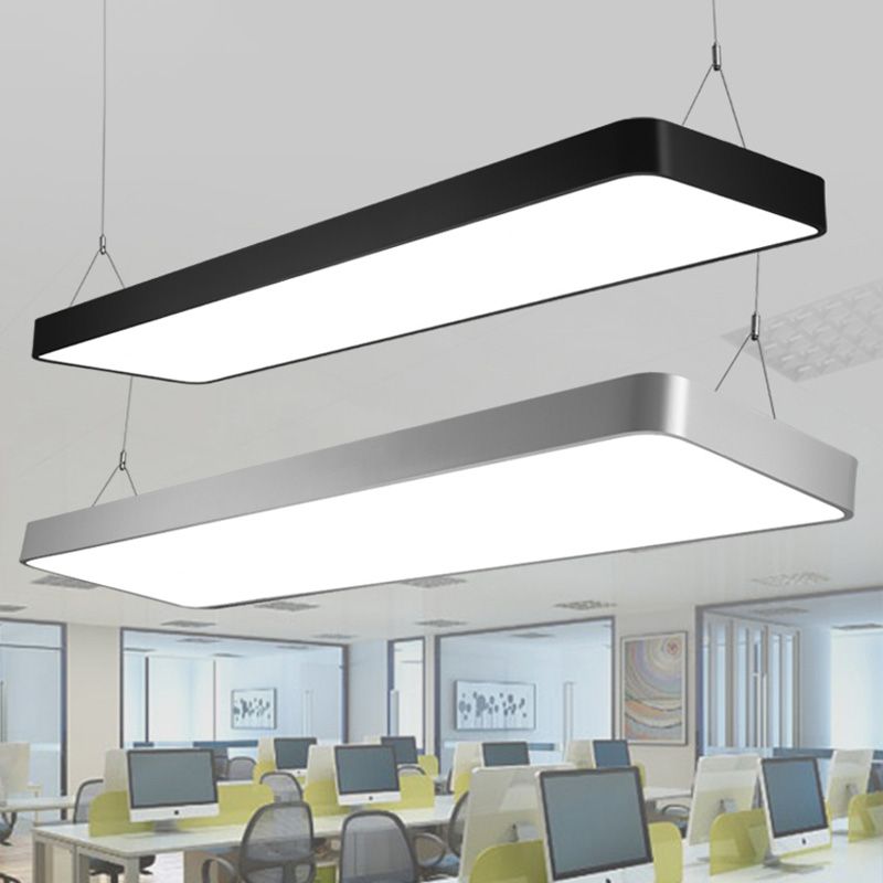Rechthoekig metaalhangend plafondlicht Minimalistische hanglampverlichting voor kantoor