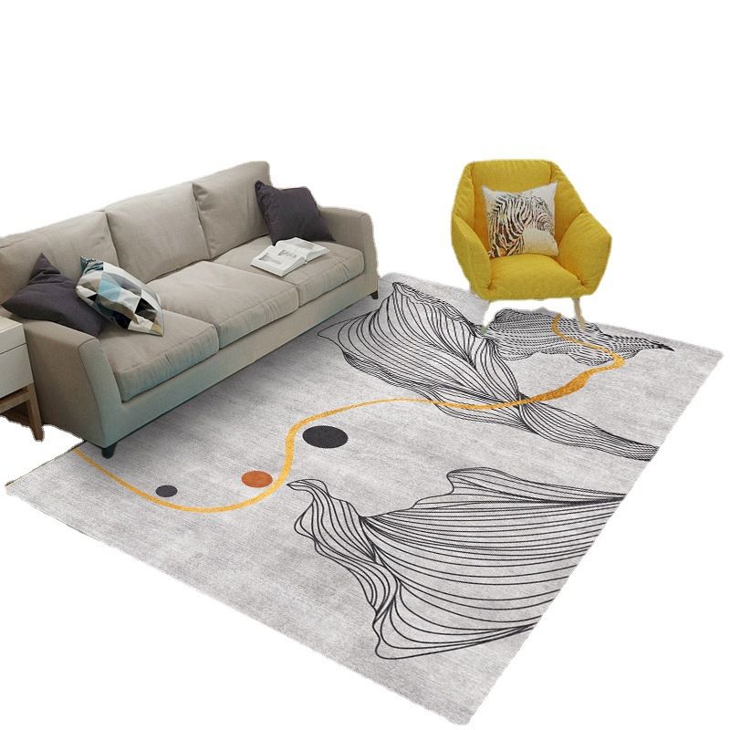 Leisure Carpet Modern Abstract Print Carpet Washable Polyester Rug with Non-Slip Backing