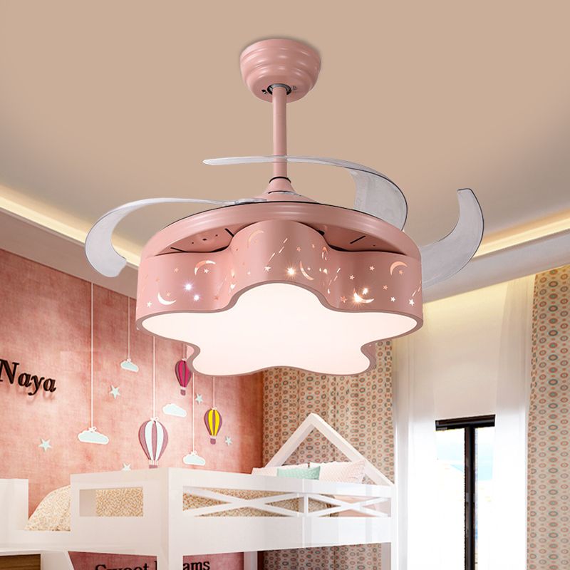 STER SLAAP SLAAPKAMER PENHAND VAN VAN VERLICHTING METAL NOORDIC KIDS 4 DUIL BLADES LED SEMI SEMI -VLOKMOUNT IN WIT/ROZE/BLAUWE, 66 "BREED