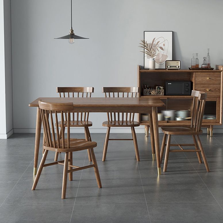 Contemporary Standard Brown Dining Table Solid Wood Rectangle Dining Table for Kitchen