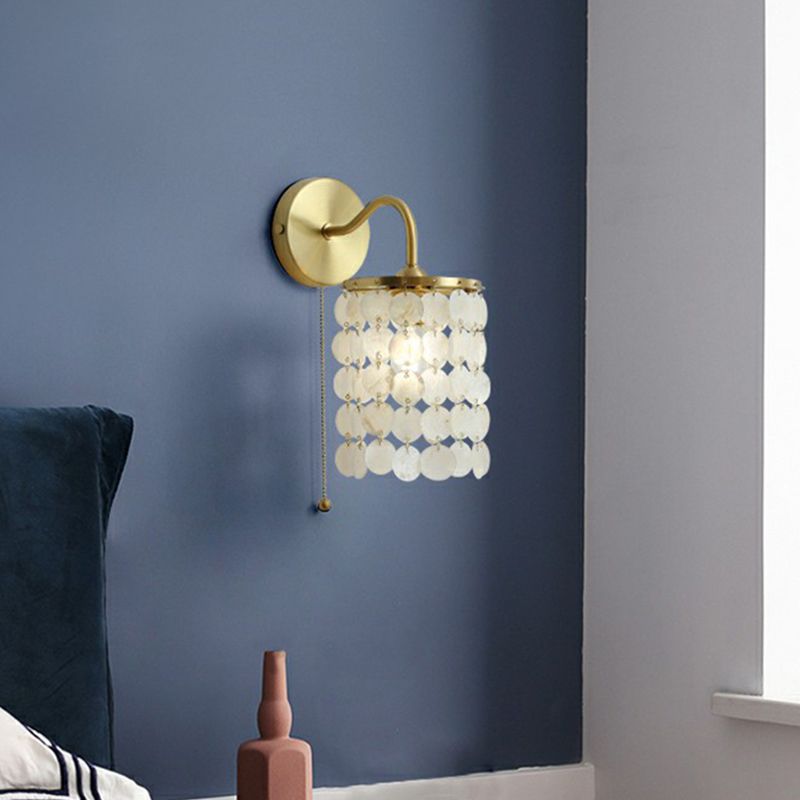 Single-bulb schijven wandverlichting kust goud natuurlijke schaal wandmontage met trekketting