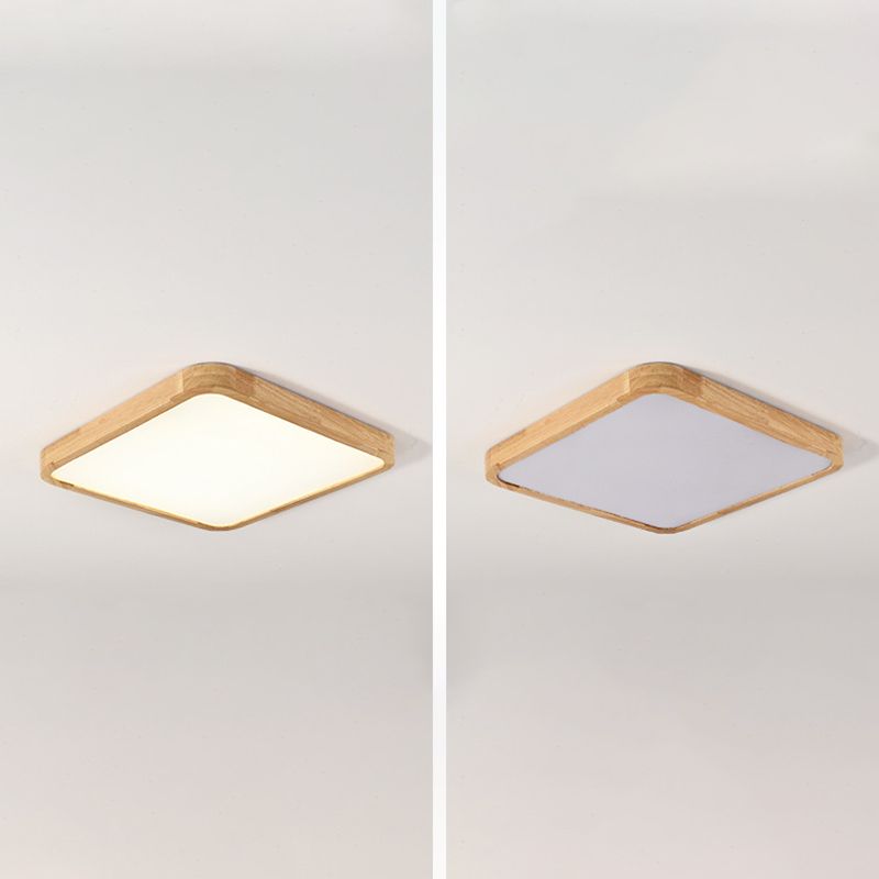 1-Light Wood Ceiling Light Fixtures Modern Style Geometric Semi Flush Mount Lighting