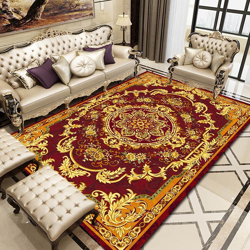 Navy Modern Rug Polyester Graphic Rug Non-Slip Backing Rug for Home Decor