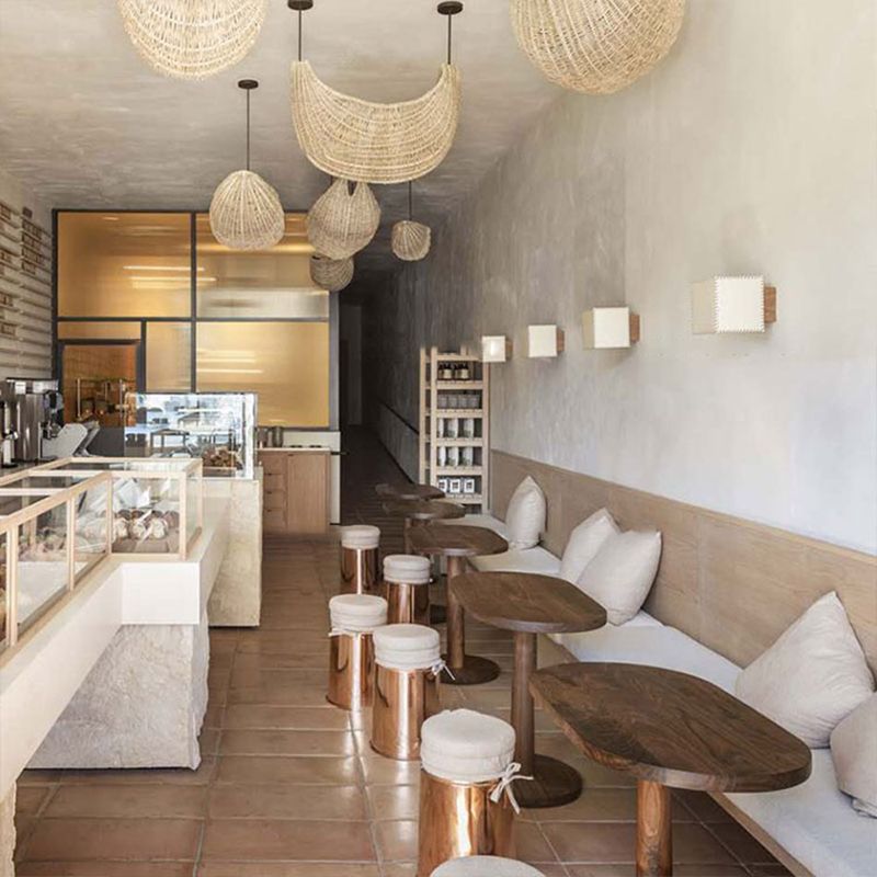 Scandinavian Pedestal Coffee Table Wood Scoring Coffee Table Set for Living Room