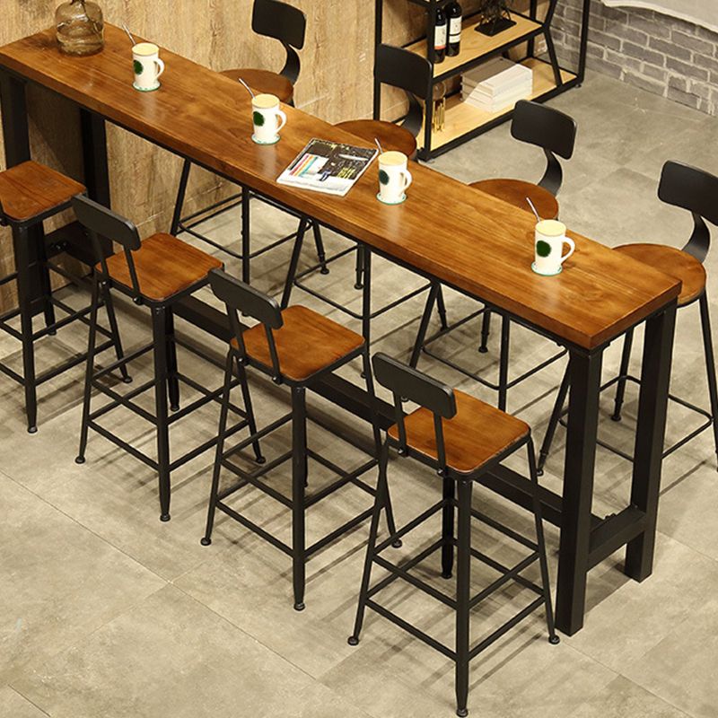 Industrial Dining Stools Low Back Bar Stools with Black Metal Base