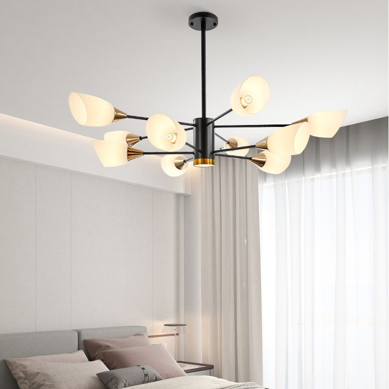 Modern Chandelier Minimalism Glass Shade Hanging Lighting Fixture for Sitting Room