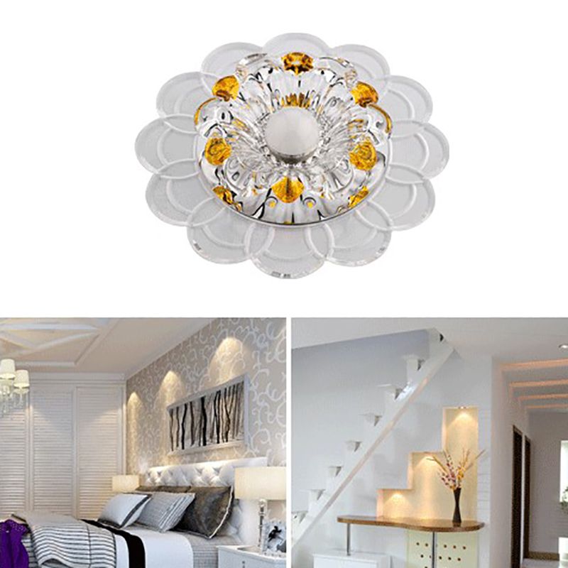 LED-Kristall-Deckenleuchte, moderne Flur-Unterputz-Deckenleuchte mit Loch 2–3,5 Zoll Durchmesser