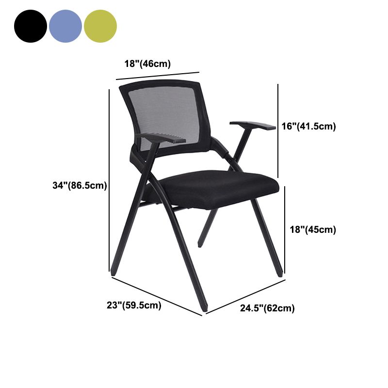 Modern Folding Conference Chair Black Frame and Seat Chair with Fixed Arms