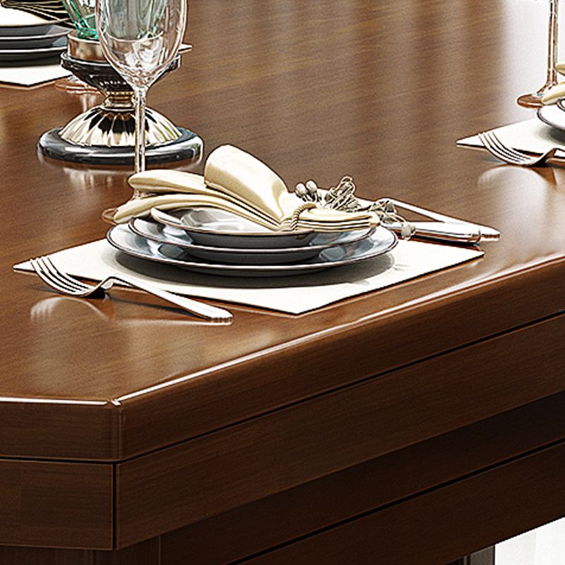 Brown Solid Wood Dining Table for Home Modern Foldable Dinette Table