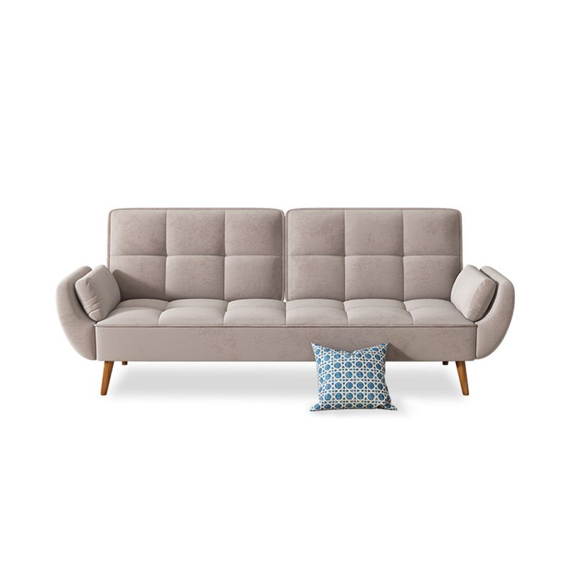 Contemporary Faux Leather and Velvet Reclining Convertible Settee Couch