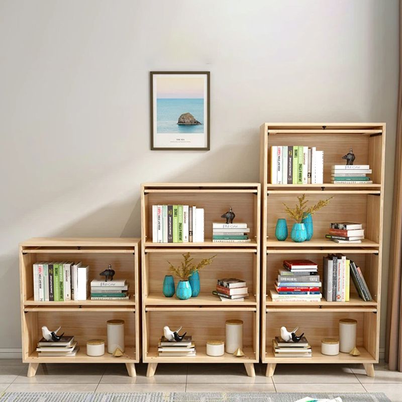 Scandinavian Closed Back Standard Bookshelf Wooden Bookcase with Rectangular Shelves