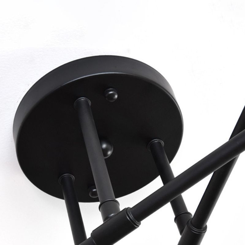 Industrial Vintage Sputnik Ceiling Light Wrought Iron 6-Light Semi Flush Mount for Living Room