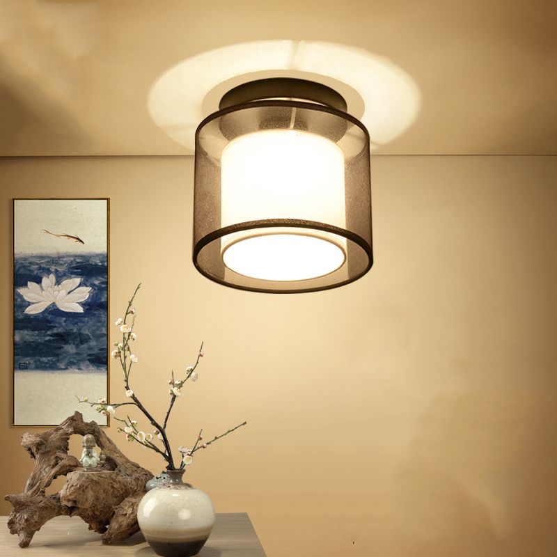 Luz de montaje de techo geométrico de tela Luz de luz de montaje tradicional Luz montada en el techo del pasillo