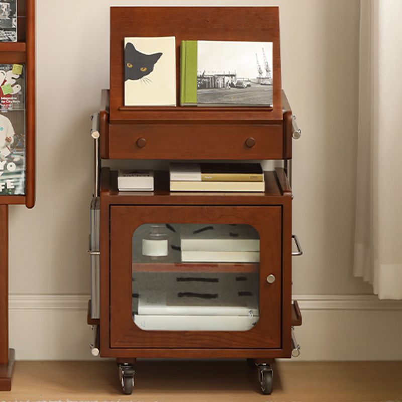Modern Solid Wood Accent Side Table Rectangular Living Room with Storage
