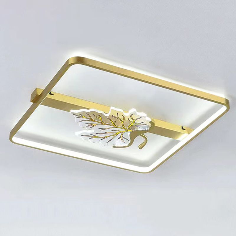 Geometry Shape Flush Mount Lamps Modern Metal 2-Light Flush Mount Fixture in Gold