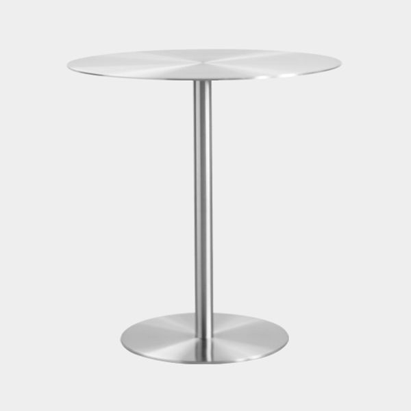 Metal Industrial Dining Table Stainless Steel Top Dining Table with Pedestal Base